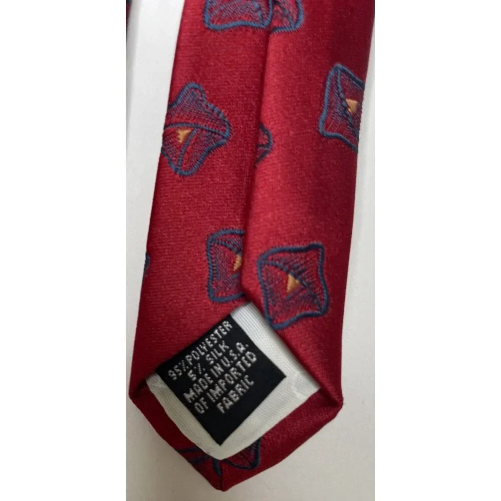 Vintage Dior Red Tie Abstract Floral Geometric Pattern 58”